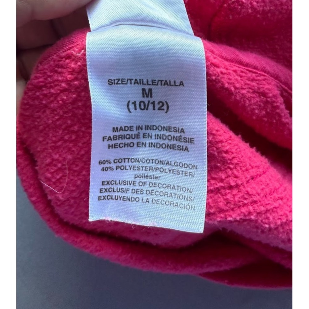 Adidas Youth Girls Crooped Hoodie M (10/12) Pink Logo 3 Stripe Pullover Pockets - Picture 11 of 14
